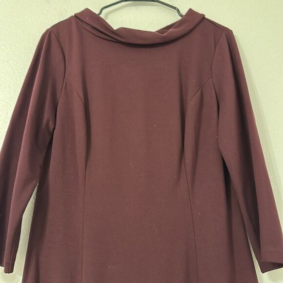 Talbots Cowl Neck Ponte Knit Midi Dress Scuba Stretchy Womens 10 Plum Career - Picture 2 of 12